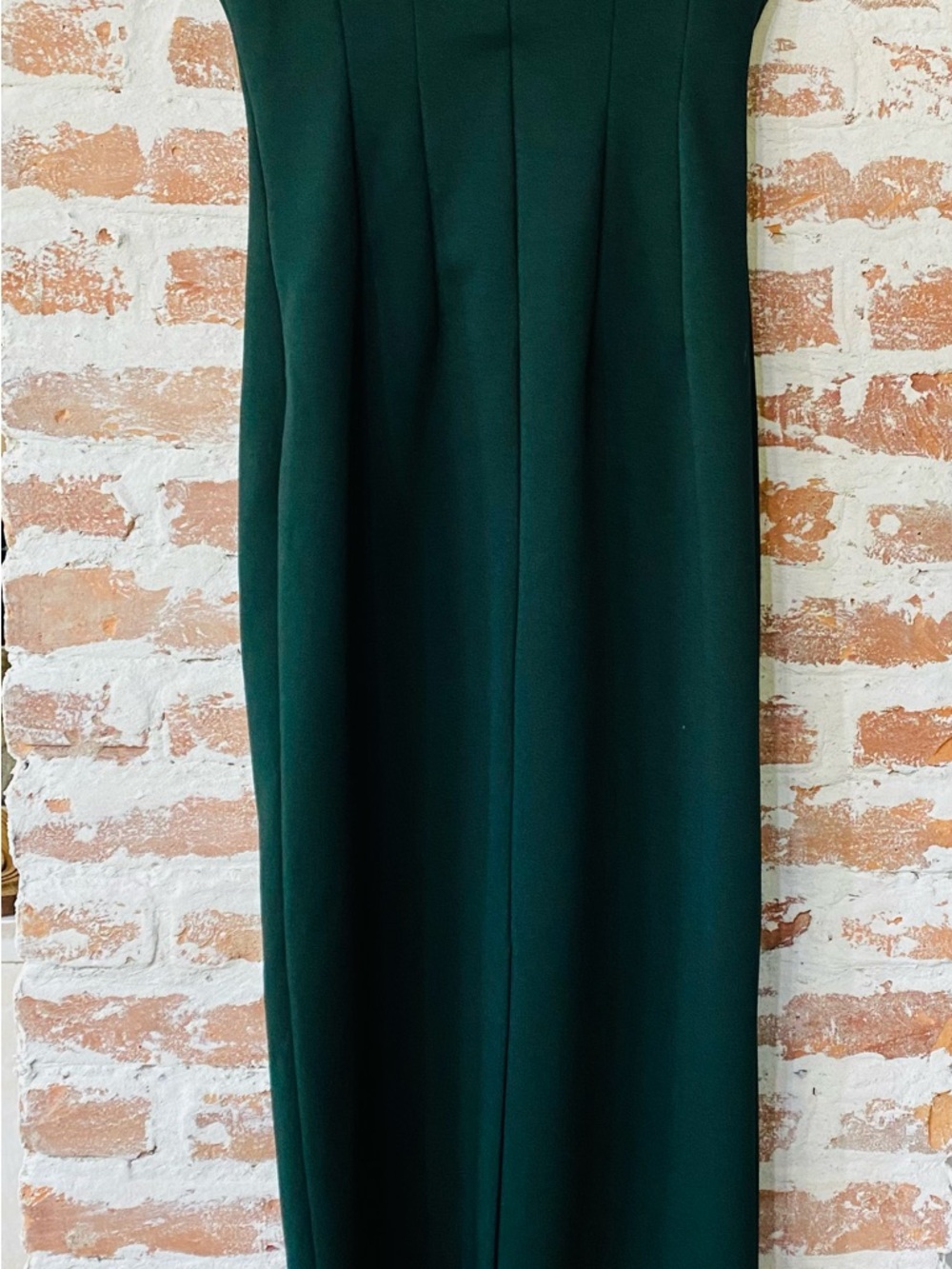 NWOT ZARA Strapless Dark Green Column Midi Dress W/Sleek Lines and Fitted - Picture 4 of 7